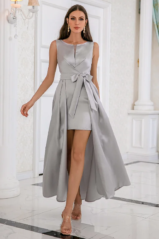 Grey High-low Bodycon Party Dress Tunics Stylish elegant