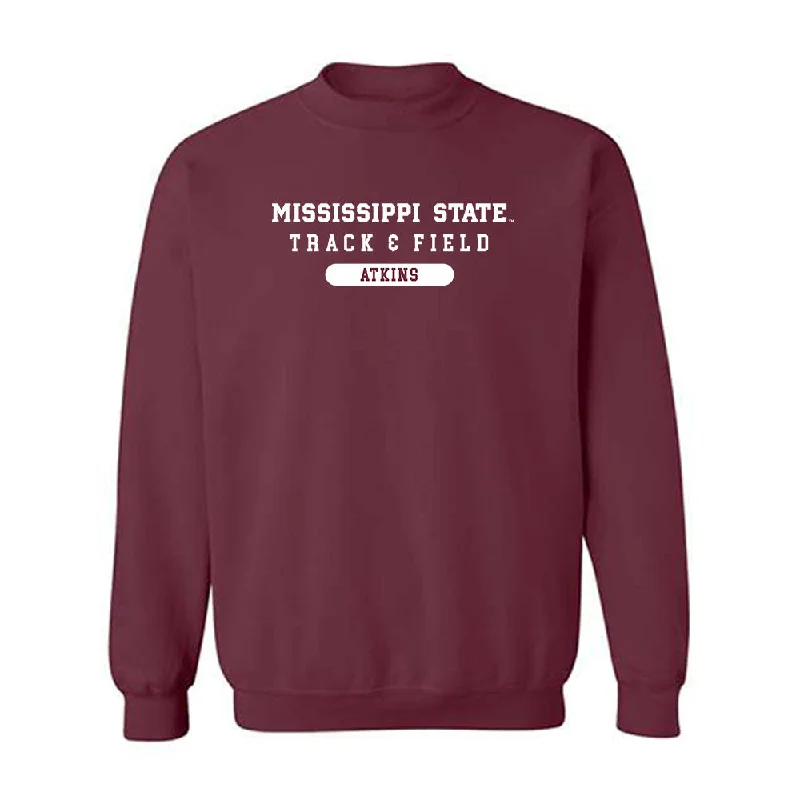 Mississippi State - NCAA Women's Track & Field : Rickea Atkins - Classic Shersey Crewneck Sweatshirt Hoodie with High Neck Warm Protective Mississippi State - NCAA Women's Track & Field : Rickea Atkins - Classic Shersey Crewneck Sweatshirt Hoodie with High Neck Warm Protective