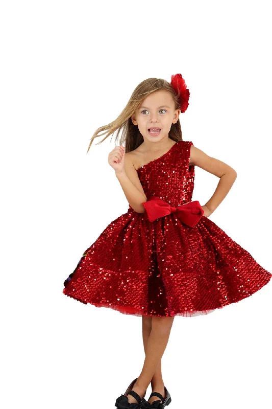 Isabella Red Party Dress High-Low Hemline Casual