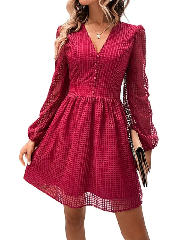 Women's Air Hollow Skirt Hot Girl A-Line V-Neck Dress Halter Neckline Beach
