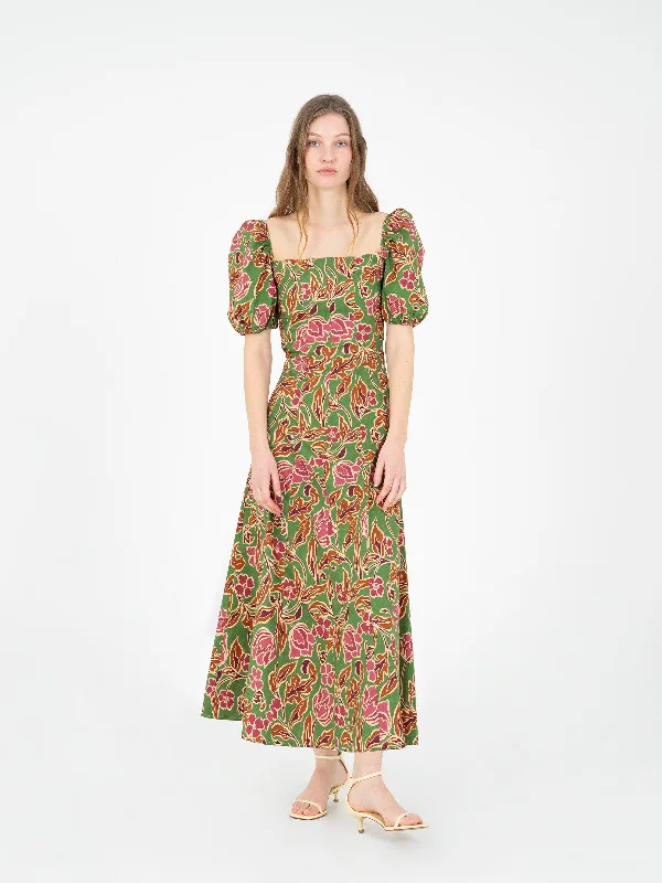 Orion Green Floral Print Dress Turtleneck Warm Winter