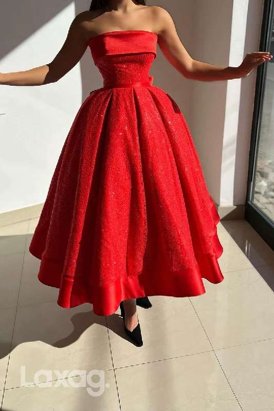 15752 - A Line Strapless Red Vintage Formal Party Dress Tunics Chic elegant