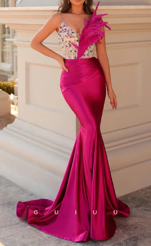 G2661 - Chic & Modern Beaded Straps Sheer Prom Evening Party Dress With Feather Shift Classic Vintage G2661 - Chic & Modern Beaded Straps Sheer Prom Evening Party Dress With Feather Shift Classic Vintage