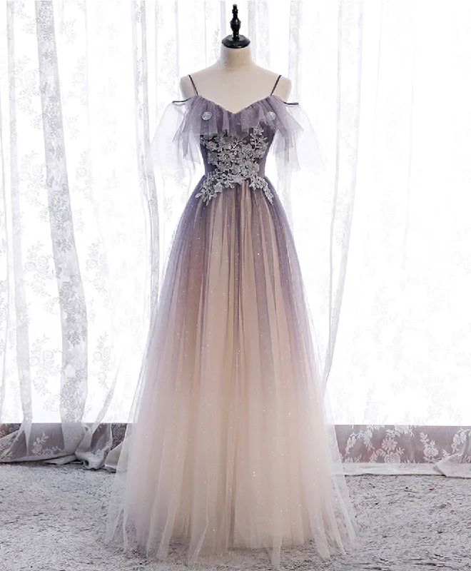Light Purple Tulle Sequin Long Prom Dress, Purple Formal Party Dress Tunics Winter warm Light Purple Tulle Sequin Long Prom Dress, Purple Formal Party Dress Tunics Winter warm