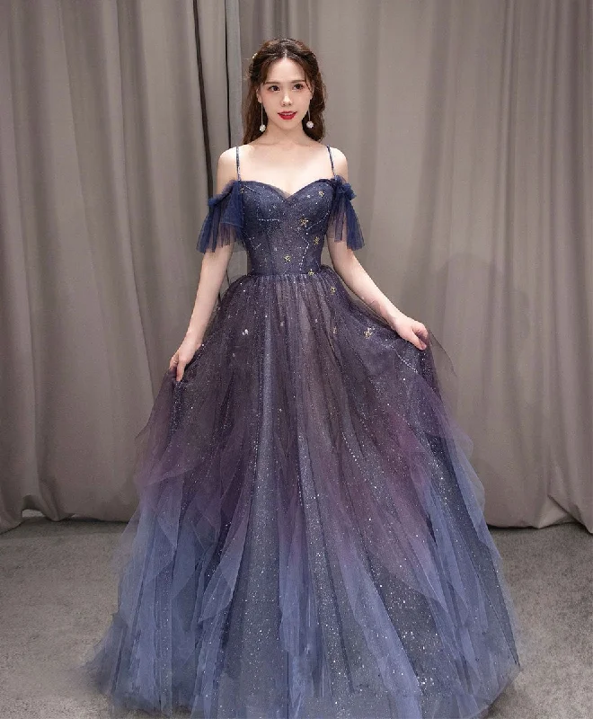 A-line Dark Purple Tulle Long Prom Dress, Purple Formal Party Dresses Tunics Plaid country A-line Dark Purple Tulle Long Prom Dress, Purple Formal Party Dresses Tunics Plaid country