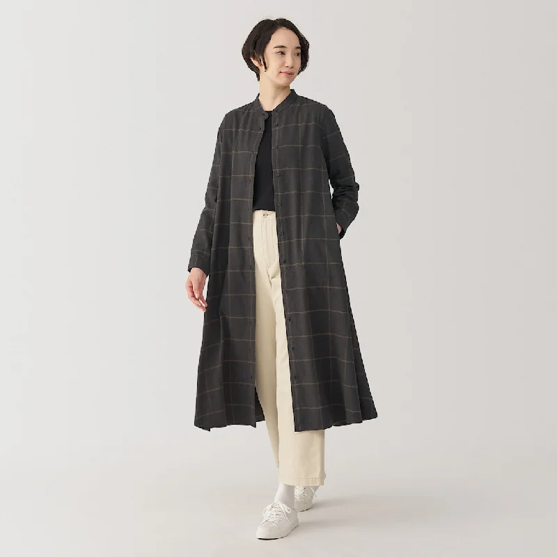 Double Brushed Flannel Stand Collar Dress Tunics Recommended stylist