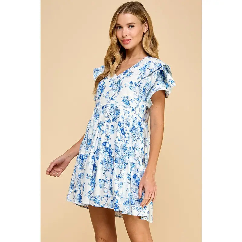 Saved My Soul Floral Print V Neck Dress Halter Neckline Beach