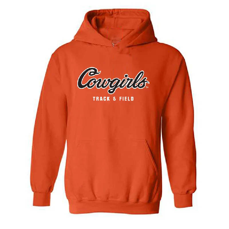 Oklahoma State - NCAA Women's Track & Field : Emma Robbins - Classic Shersey Hooded Sweatshirt Hoodie with Hem Frayed Vintage Worn Oklahoma State - NCAA Women's Track & Field : Emma Robbins - Classic Shersey Hooded Sweatshirt Hoodie with Hem Frayed Vintage Worn