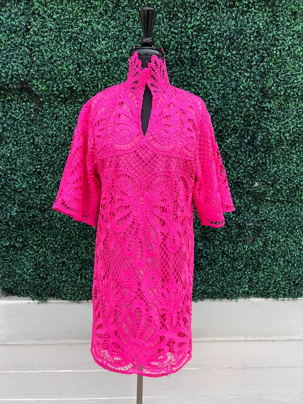 Hot Pink Lace Dress Tunics Formal black