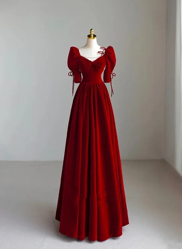 A-line Short Sleeves Floor Length Party Dress, Velvet Long Party Dress Prom Dress Glittery Long Formal A-line Short Sleeves Floor Length Party Dress, Velvet Long Party Dress Prom Dress Glittery Long Formal