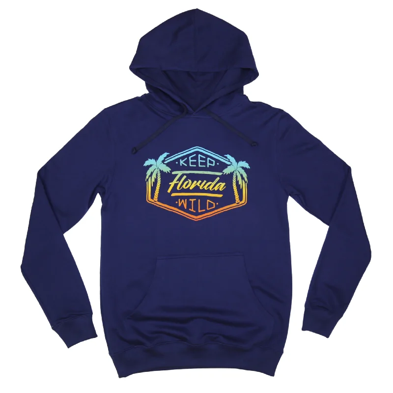 KEEP FL WILD UNISEX PIMA HOODIE - NAVY Hoodie with Set-In Sleeves Structured Classic KEEP FL WILD UNISEX PIMA HOODIE - NAVY Hoodie with Set-In Sleeves Structured Classic