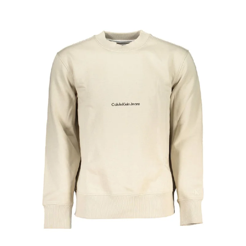 Beige Crew Neck Long Sleeve Sweatshirt Hoodie with Earth Tones Natural Calm