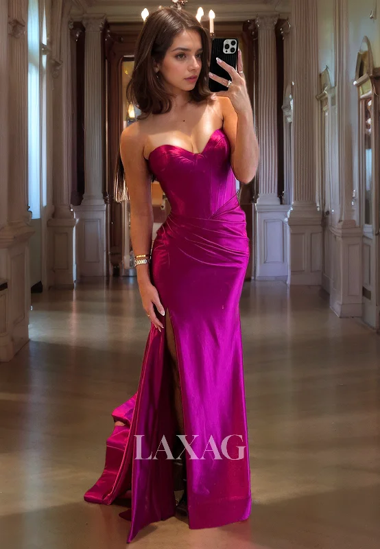 15740 - Mermaid/Trumpet Sweetheart Ruched Long Prom Party Dress with Slit Tunics Stylish modern 15740 - Mermaid/Trumpet Sweetheart Ruched Long Prom Party Dress with Slit Tunics Stylish modern