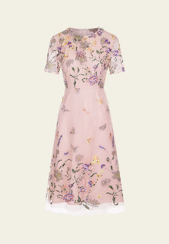 Fantasy Floral-appliqué Dress Tunics Spring floral
