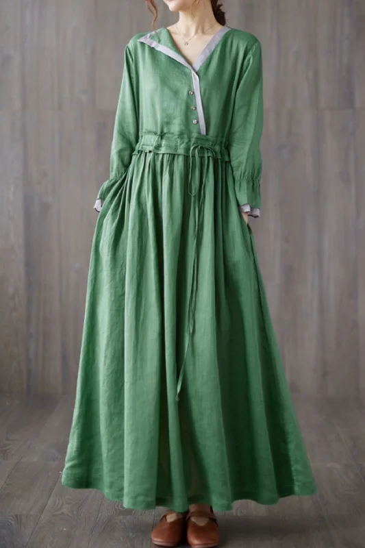 Loose fitting linen dress with drawstring waist 4824 Tunics Hiking breathable