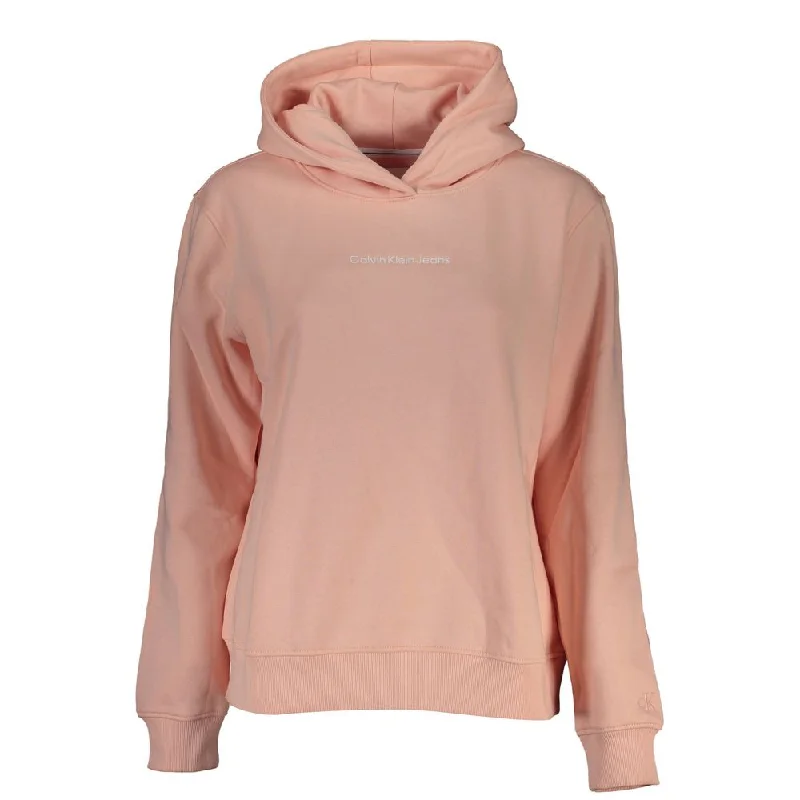 Chic Pink Hooded Fleece Sweatshirt Hoodie with Crew Neck Simple Timeless