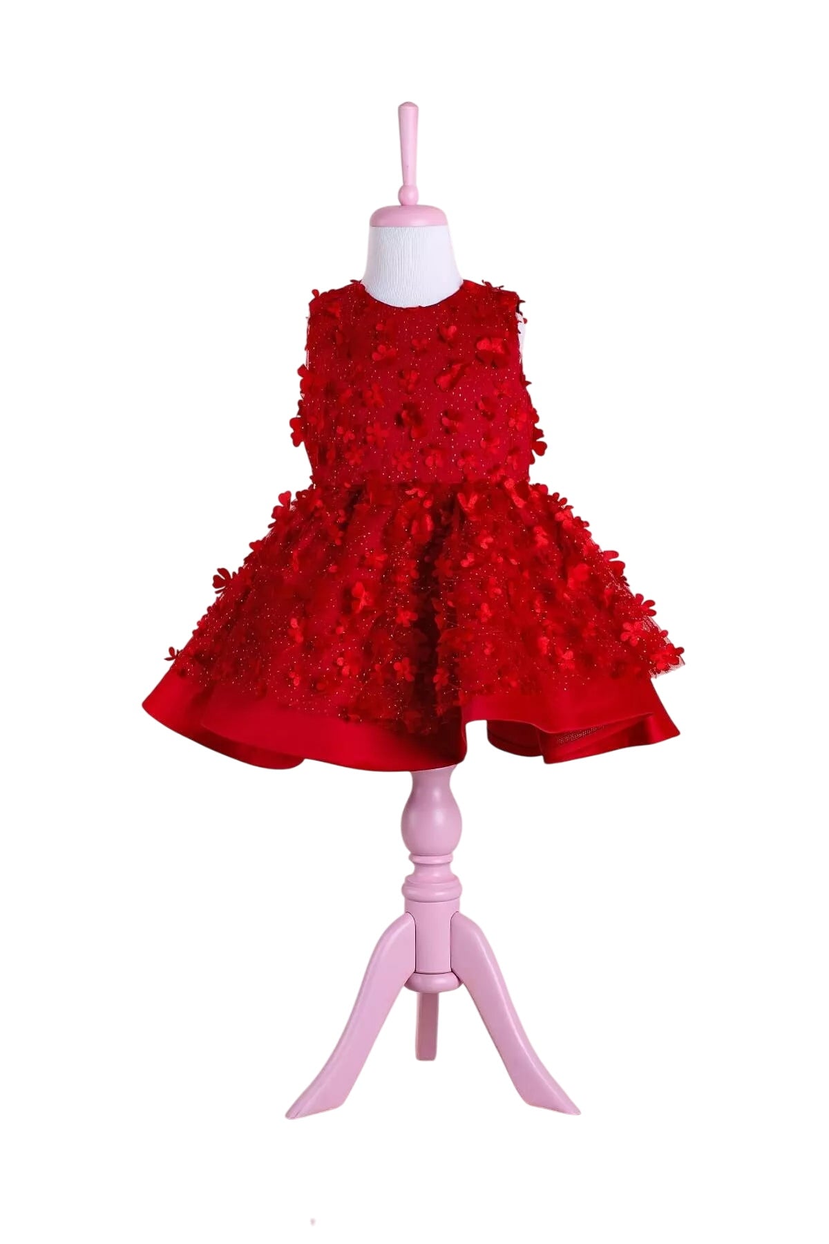 Fiona Red Party Dress - Sleeveless Turtleneck Neckline Stylish