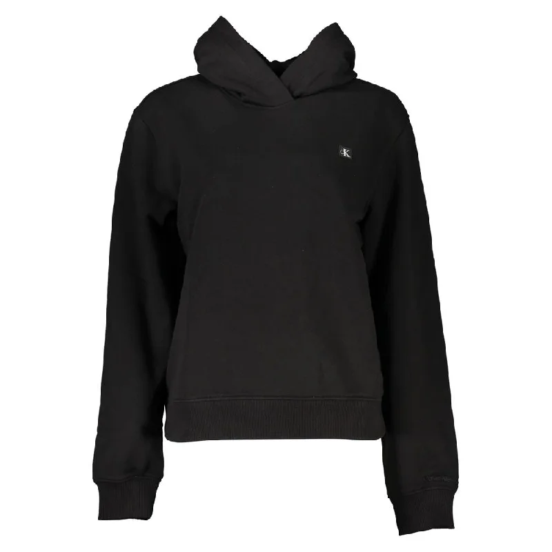 Elegant Hooded Sweatshirt In Timeless Black Hoodie with Sequins Glamorous Eye-catching