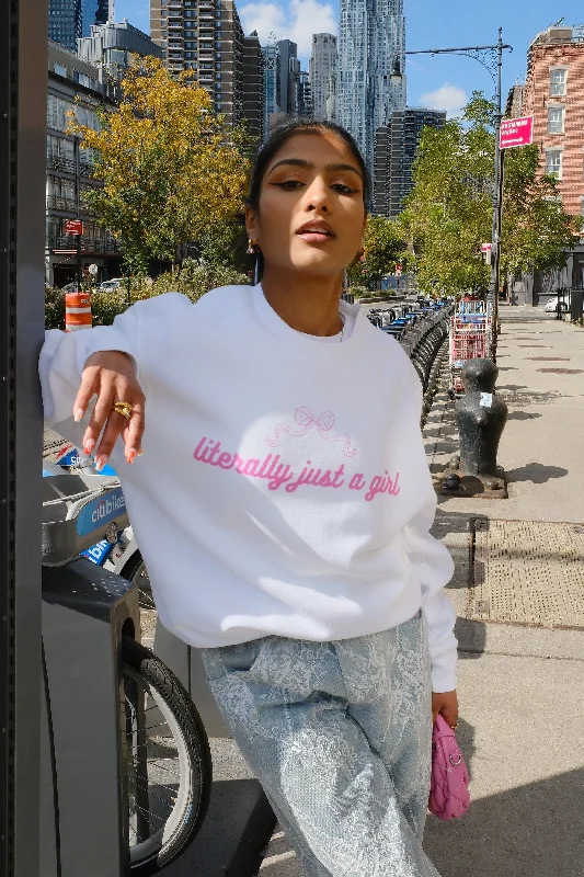 Literally Just A Girl Graphic Sweatshirt Hoodie with Half-Zip Sporty Casual