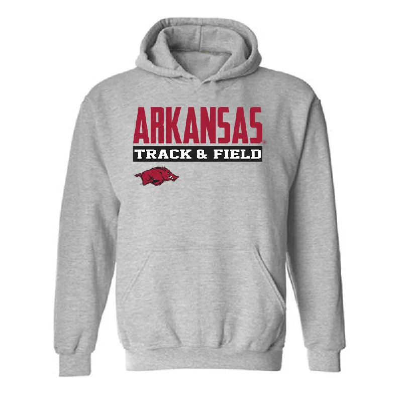 Arkansas - NCAA Women's Track & Field : Morgan Kirkland - Classic Fashion Shersey Hooded Sweatshirt Hoodie with Emblem Brand Identity Arkansas - NCAA Women's Track & Field : Morgan Kirkland - Classic Fashion Shersey Hooded Sweatshirt Hoodie with Emblem Brand Identity