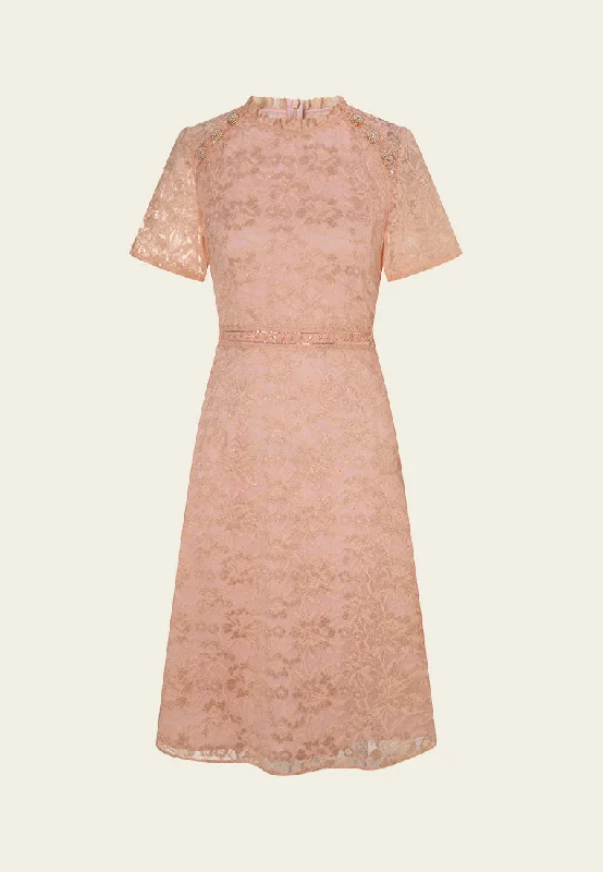 Cheung Sham Style Embellished Lace Dress Tunics Mesh breathable