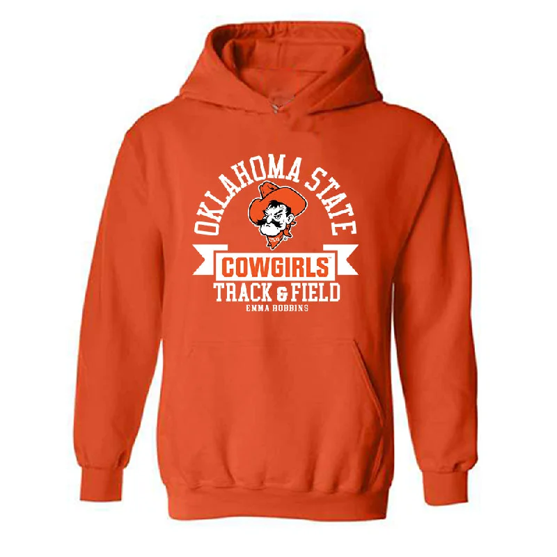 Oklahoma State - NCAA Women's Track & Field : Emma Robbins - Classic Fashion Shersey Hooded Sweatshirt Hoodie with Hem Lace Feminine Delicate Oklahoma State - NCAA Women's Track & Field : Emma Robbins - Classic Fashion Shersey Hooded Sweatshirt Hoodie with Hem Lace Feminine Delicate