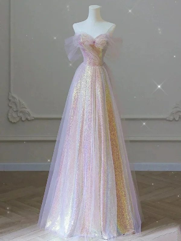 Unique Sweetheart Neck Tulle Sequin Long Prom Dress Tulle Party Dress High-Low Hemline Casual Unique Sweetheart Neck Tulle Sequin Long Prom Dress Tulle Party Dress High-Low Hemline Casual