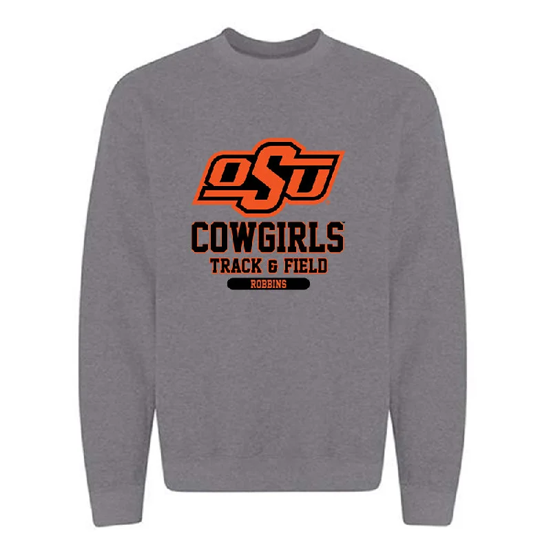 Oklahoma State - NCAA Women's Track & Field : Emma Robbins - Classic Fashion Shersey Crewneck Sweatshirt Hoodie with Hem Embroidery Detailed Premium Oklahoma State - NCAA Women's Track & Field : Emma Robbins - Classic Fashion Shersey Crewneck Sweatshirt Hoodie with Hem Embroidery Detailed Premium