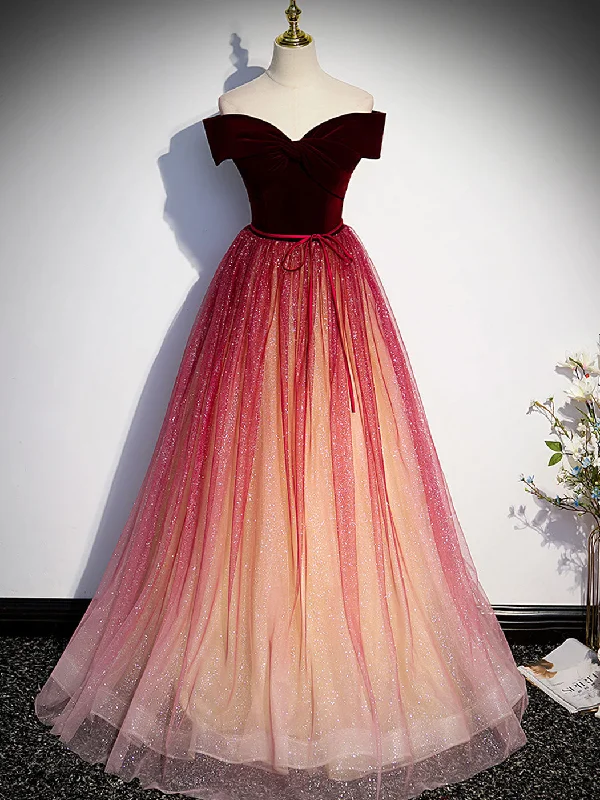Burgundy Aline Tulle Sequin Long Prom Dress, Velvet Burgundy Formal Party Dress Satin Halter Glamorous Burgundy Aline Tulle Sequin Long Prom Dress, Velvet Burgundy Formal Party Dress Satin Halter Glamorous