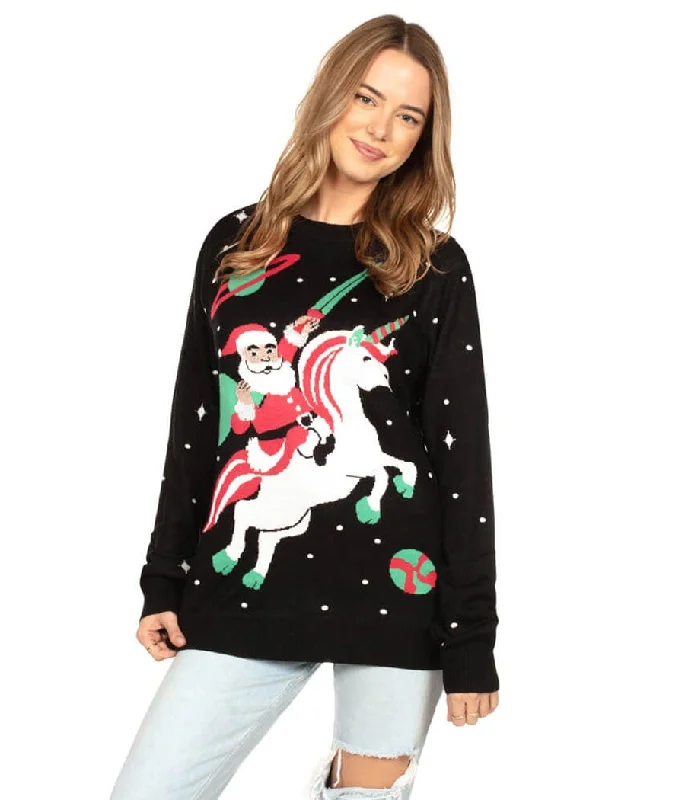 Women's Santa Unicorn Oversized Christmas Sweater Terry Blend Velvet Blend Canvas Blend Women's Santa Unicorn Oversized Christmas Sweater Terry Blend Velvet Blend Canvas Blend