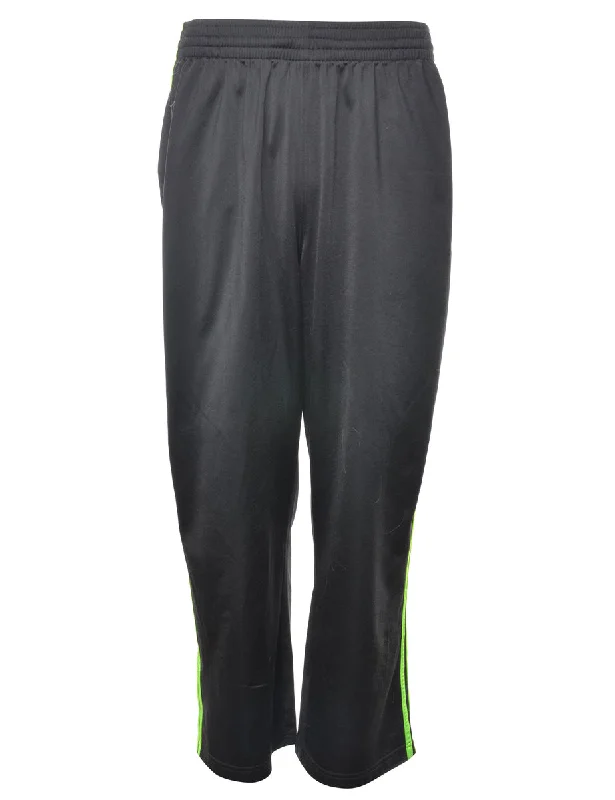 Adidas Black & Lime Green Track Pants - W30 L28 Relaxed Fit Trousers
