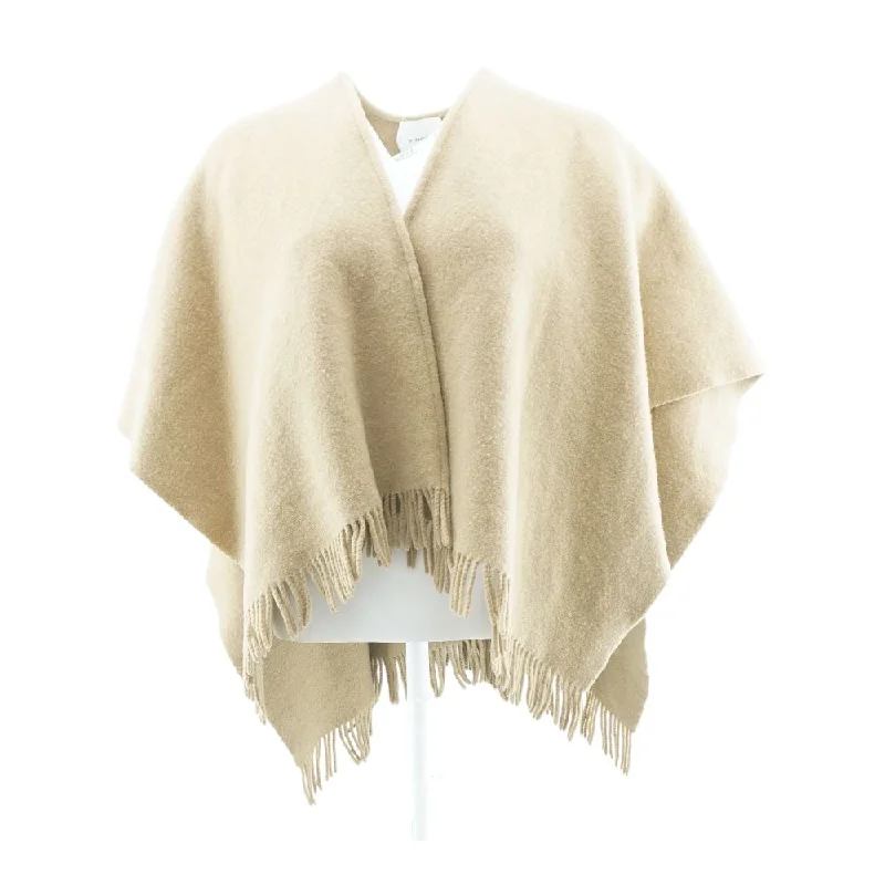 Brown Solid Poncho Sweater Open Front Closed Front Wrap Front