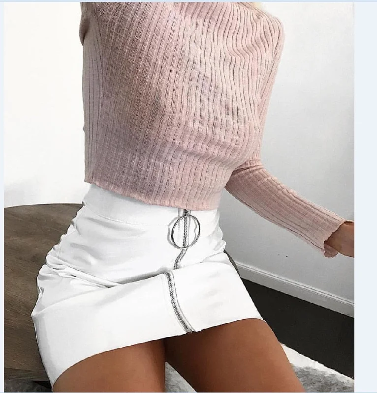 High Waist Bodycon Mini Skirt linen skirt airy