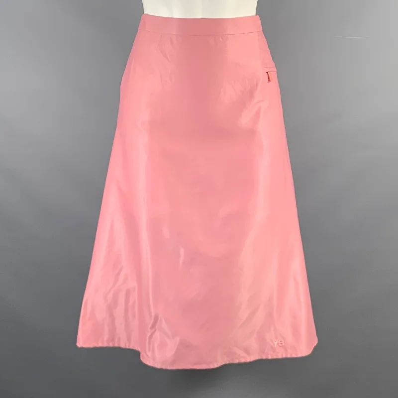 YOHJI YAMAMOTO Size M Pink Solid One pocket Mid-Calf Skirt wool skirt sturdy