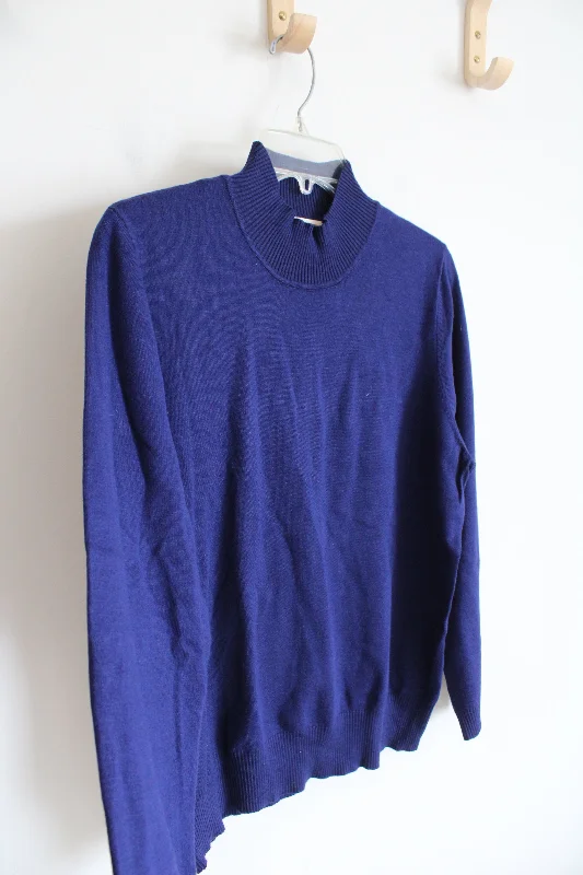 The Vermont Country Store Cobalt Blue Mock Neck Sweater | L Layered Multi-layer Single Layer The Vermont Country Store Cobalt Blue Mock Neck Sweater | L Layered Multi-layer Single Layer