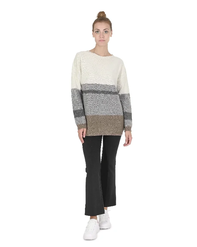 Crown of Edinburgh Cashmere Womens Boat Neck Sweater COE 0017 GREY/CREAM/ TAUPE Hooded Caped Shawl Collar Crown of Edinburgh Cashmere Womens Boat Neck Sweater COE 0017 GREY/CREAM/ TAUPE Hooded Caped Shawl Collar