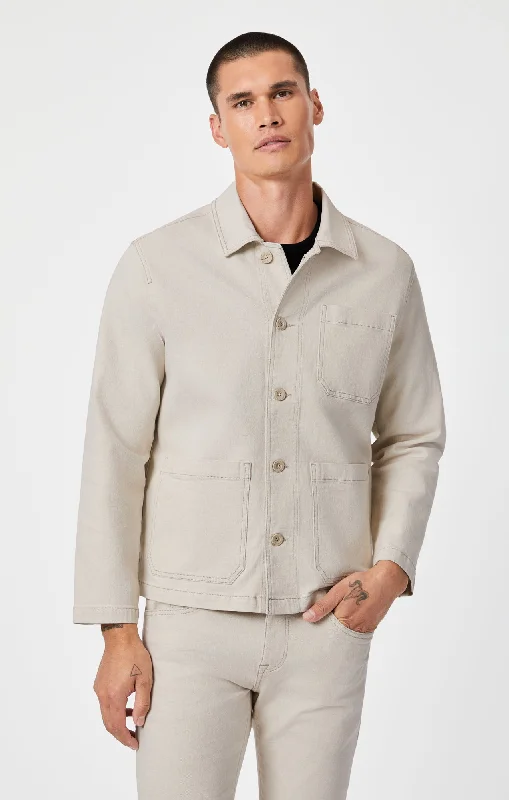 VICTOR JACKET IN NATURAL ECRU DENIM Satin Jacket Silk Jacket Chiffon Jacket