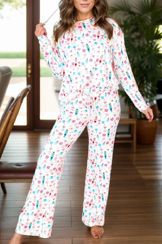 Hazel Blues® | Printed Round Neck Long Sleeve Top and Pants Lounge Set Formal Stretch Pants Hazel Blues® | Printed Round Neck Long Sleeve Top and Pants Lounge Set Formal Stretch Pants