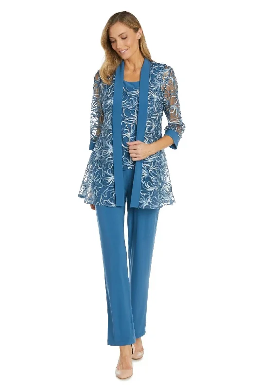 R&M Richards1202P Long Formal Petite Jacket Pant Suit Chic Capri Pants