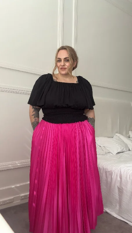 Nina Maxi Skirt - Pink velvet skirt sumptuous