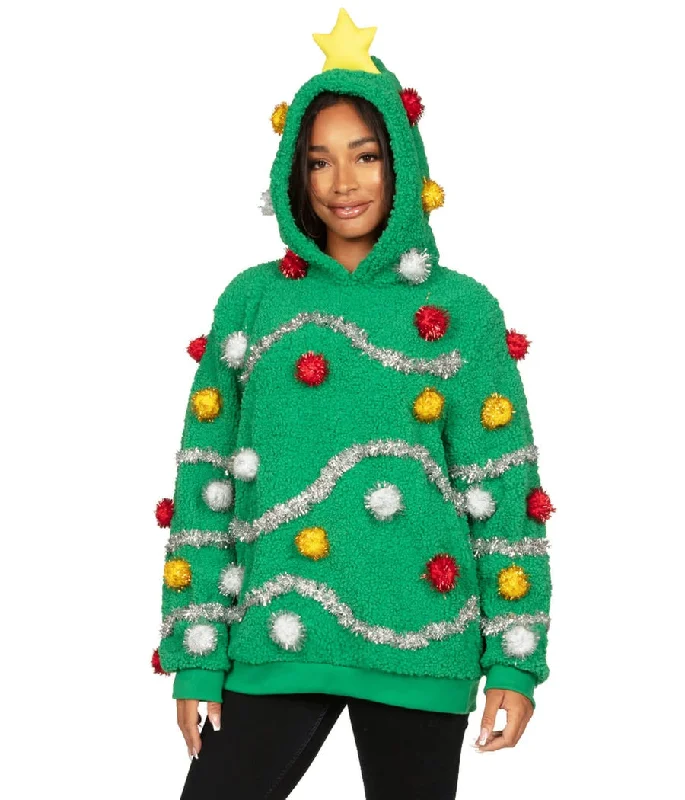 Women's Oh Christmas Tree Hooded Ugly Christmas Sweater Cotton Fabric Linen Fabric Terry Fabric Women's Oh Christmas Tree Hooded Ugly Christmas Sweater Cotton Fabric Linen Fabric Terry Fabric