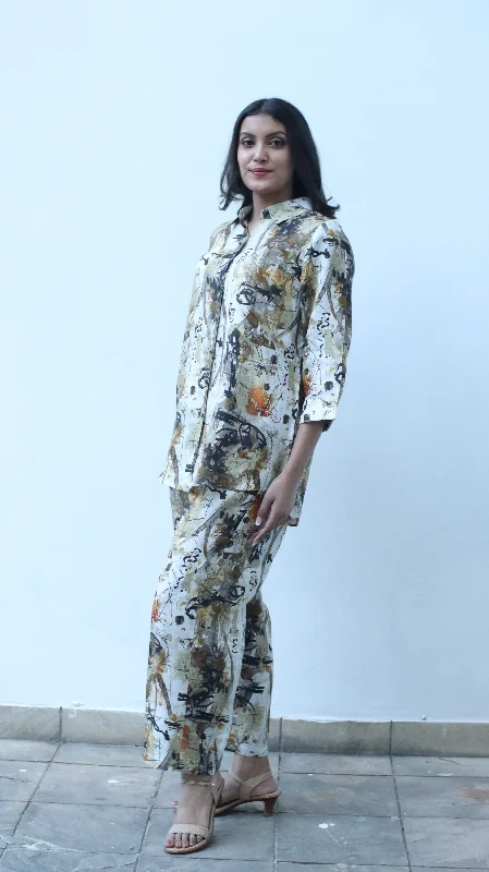 Digital Print Pants Cozy Full-Length Pants
