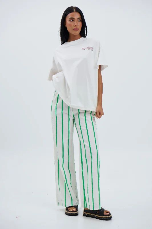 Terry Pant Green/White Comfy Cargo Trousers