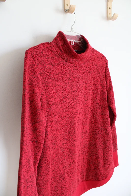 NEW Serra Red & Black Marled Mock Neck Sweater | M Graphic Sweater Embroidered Appliqued NEW Serra Red & Black Marled Mock Neck Sweater | M Graphic Sweater Embroidered Appliqued
