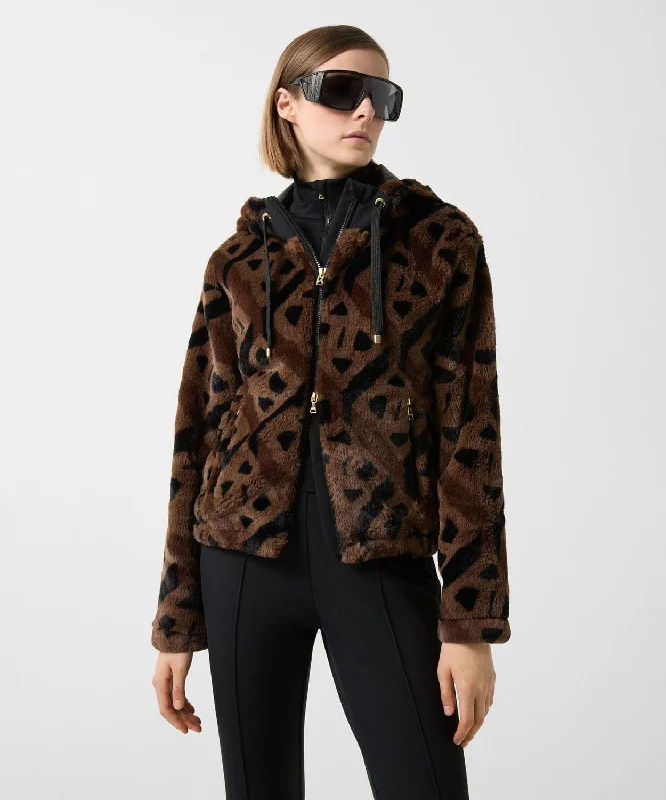 Women's Suzan Teddy Fur Jacket Plaid Jacket Tartan Jacket Houndstooth Jacket
