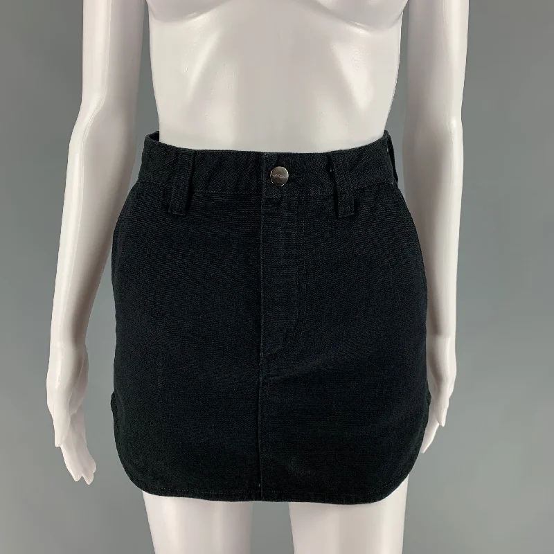 CARHARTT Size XS Black Cotton Asymmetrical Mini Skirt cotton skirt soft
