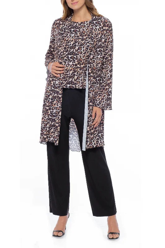 Marina Animal Print Top Jacket Elastic Waist Pant Set Casual Sweatpants Style