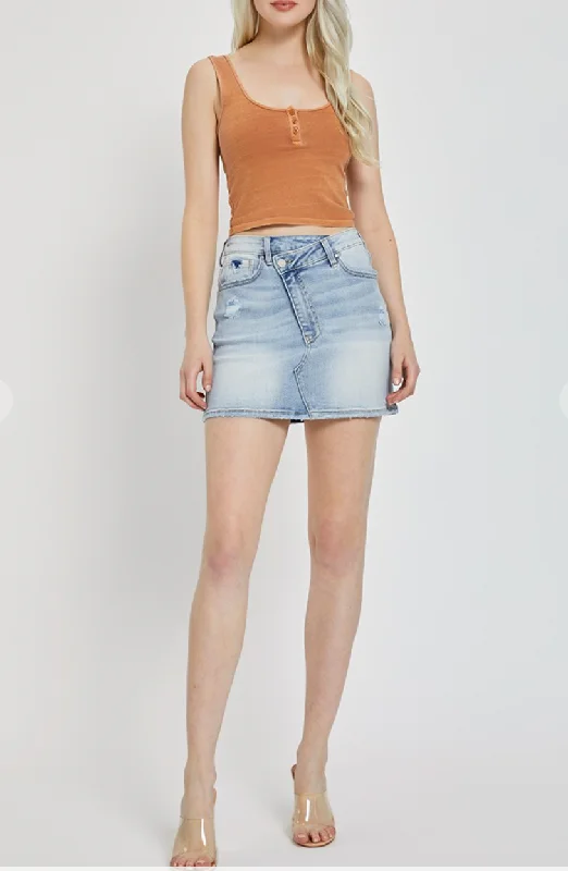 D2560 - Denim Crossover Skirt corduroy skirt cozy