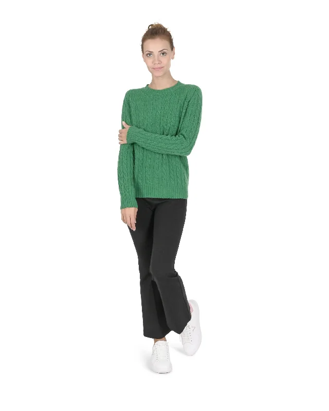 Crown of Edinburgh Cashmere Womens Round Neck Sweater COE 0033 GREEN Casual Formal Business Crown of Edinburgh Cashmere Womens Round Neck Sweater COE 0033 GREEN Casual Formal Business