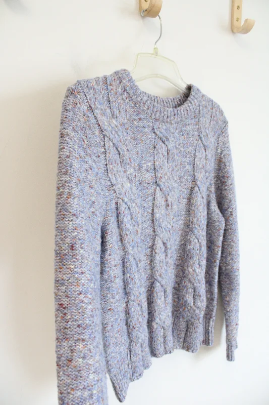 A New Day Blue Orange Cable Knit Sweater | XS Polka Dot Checkered Tartan